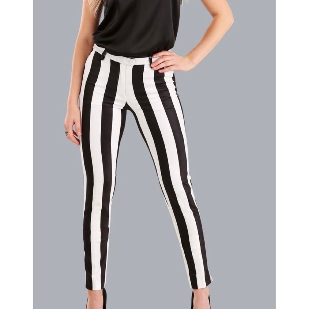 Beetlejuice Striped Skinny Trousers Womens Size 4 Goth Cosplay Halloween Emo